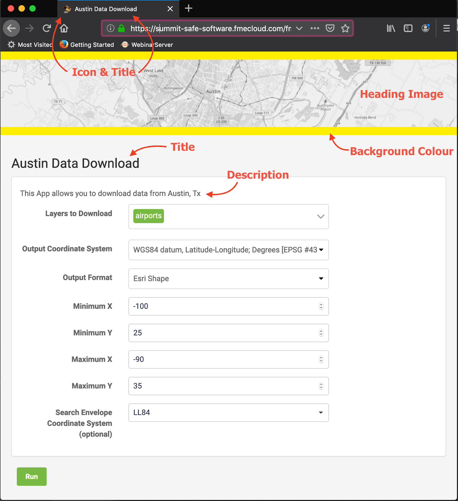 How different Customization parameters affect the Server App page